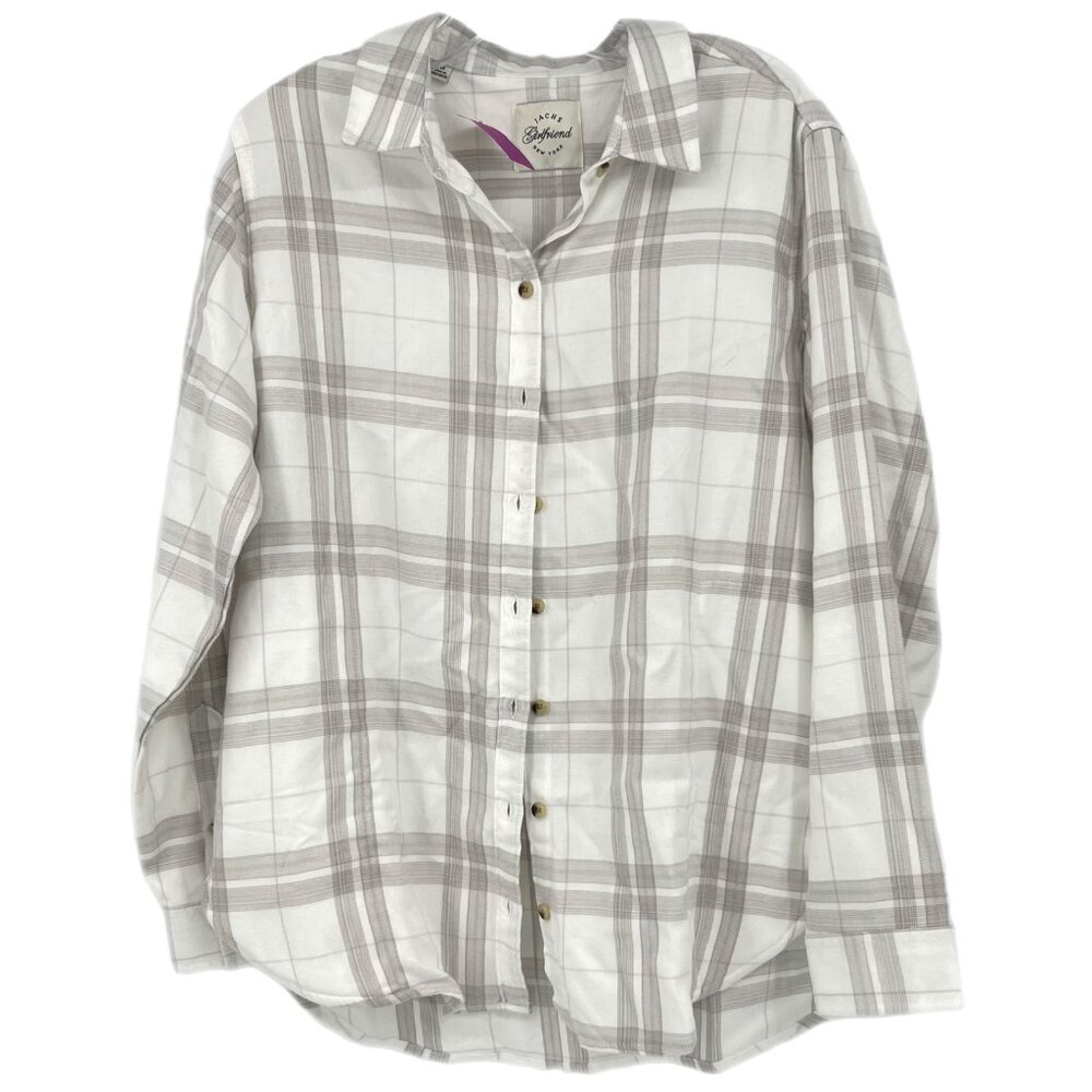 Jachs White Plaid Button-Up Shirt | Women’s Size M